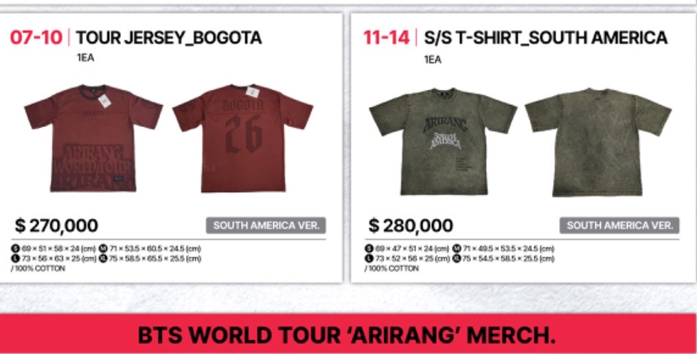 ARMYForce_Peru's tweet photo. — Y también tendremos MERCH de la versión de Sudamérica! Bogotá 🇨🇴 será la primera parada y ya vimos que hay varias cositas! 👀

Ahora solo nos queda esperar que  también llegue a Perú 🇵🇪🥹💜 https://t.co/Ir0B0eEPW8