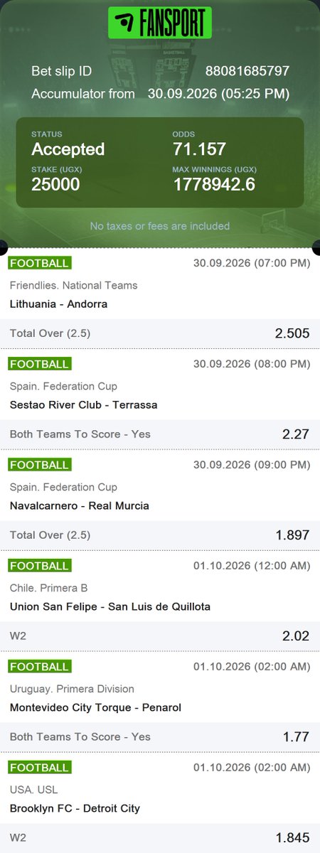 bread_odd2's tweet photo. Today's Mega Slice Bread 🍞😋

Odds: 71.15

Fan-Sport ▶️ KEXLT

Join Fan-Sport Now👇
🎯 Promo Code: BREAD
📲 Register: https://t.co/WvHktQIMor

BetPawa ▶️ L36JKU9

Good luck fam❤️❤️Edit to your preferences✍️✍️

#DailyBreadOddTipsTeam https://t.co/kkZAMEtvRk