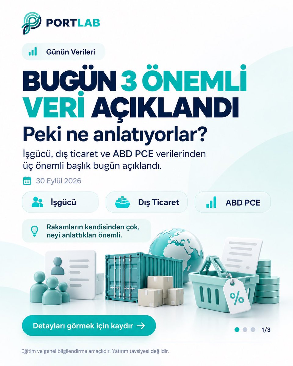 getportlab's tweet photo. Bunu kısa tuttum; görseller zaten detayı veriyor:

Bugün 3 önemli veri açıklandı:

🇹🇷 İşsizlik: %7,8
🌍 Dış ticaret açığı: 5,24 milyar $
🇺🇸 PCE: aylık %0,3, yıllık %3,4

🌐 https://t.co/PNPOsOjUBX

#PortLab #Borsa #bist100 #gündem #altın #xu100 #dolar

Yatırım tavsiyesi değildir. https://t.co/wnklTysfgO