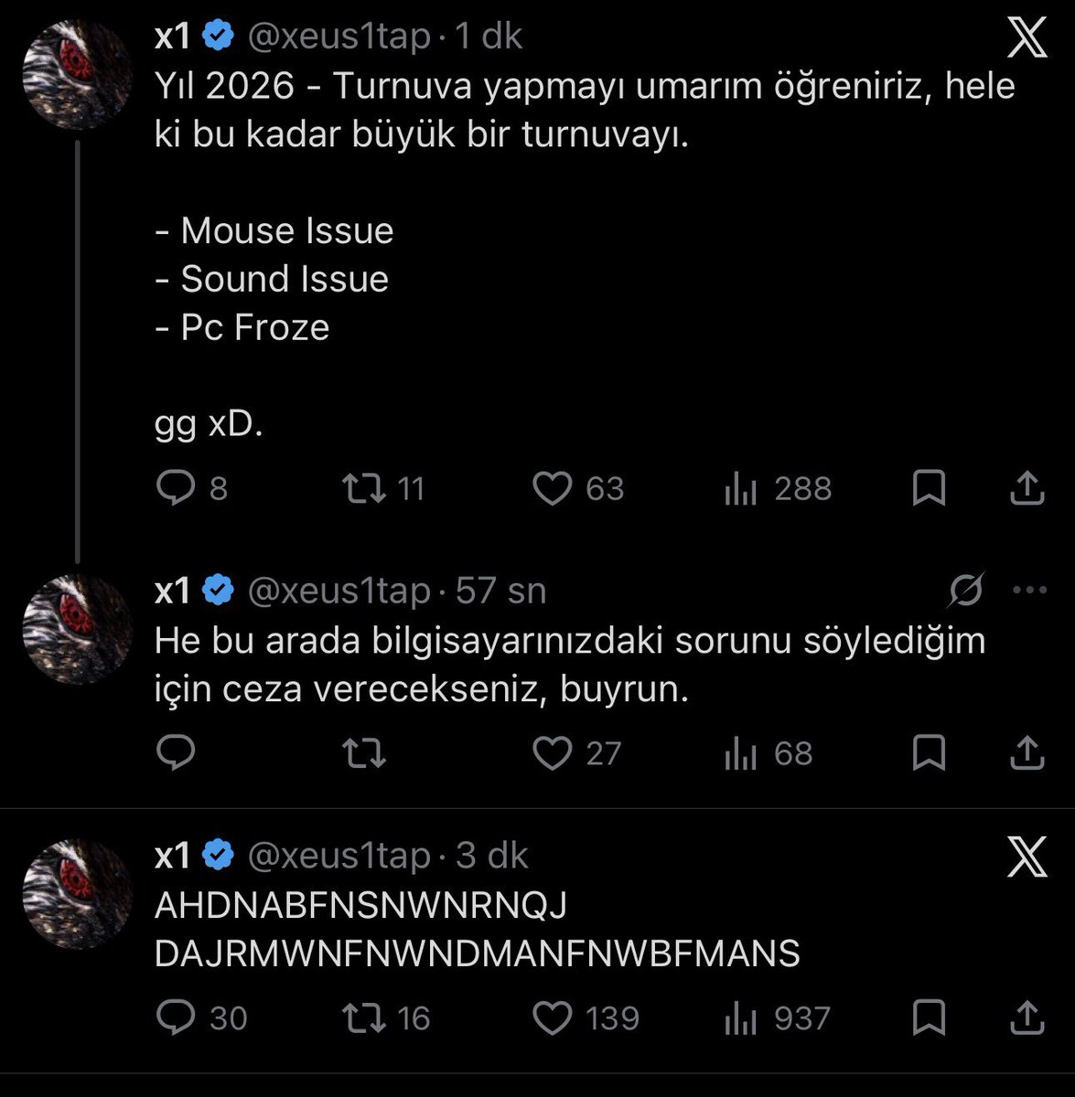 FlankEsports's tweet photo. FUT xeus'un maç sonu paylaşımı:

"Mouse issue, sound issue, pc froze, ggxd" https://t.co/m7tM9zQJvp