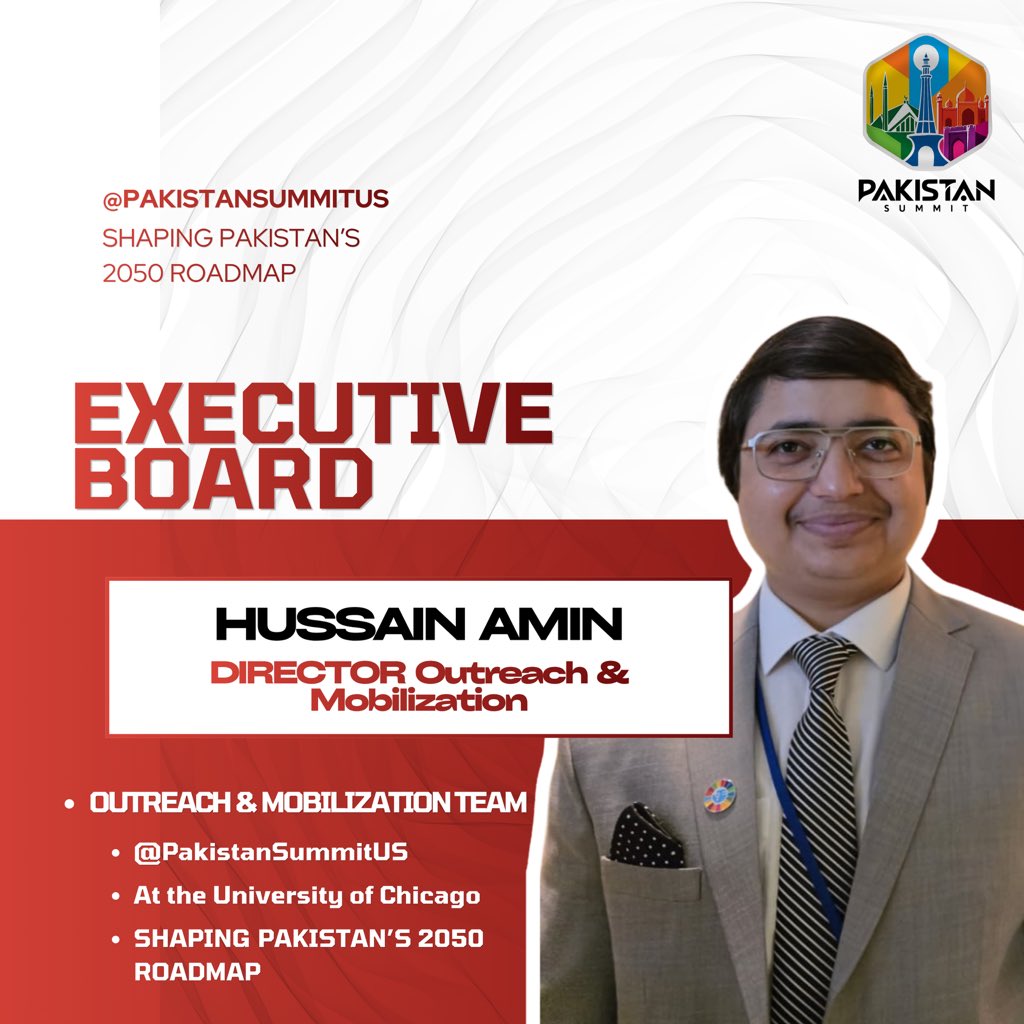 PakSummitUS's tweet photo. Mobilizing communities and driving grassroots engagement across borders.

We are delighted to introduce Hussain Amin, joining our Executive Board as Director of Outreach &amp; Mobilization
#PakistanSummit2026 #ExecutiveBoard #OutreachAndMobilization #YouthLeadership #UChicago https://t.co/PiTpQWBBd9