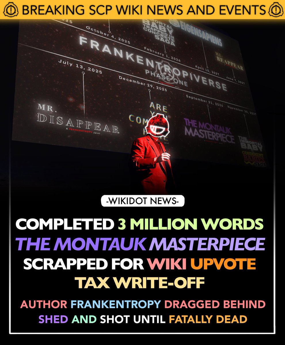 NegentropySCP's tweet photo. Friends.
We have bad news about The Montauk Masterpiece. https://t.co/wjrWcadqKF