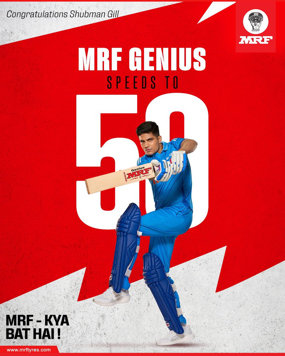 MRFWorldwide's tweet photo. Fifty up, and the innings is only opening out.

Congratulations to Shubman Gill on a half-century full of intent.

MRF - Kya Bat Hai!

#MRFTyres #ShubmanGill #TeamIndia #Cricket #HalfCentury https://t.co/Ojeyc51ZEz