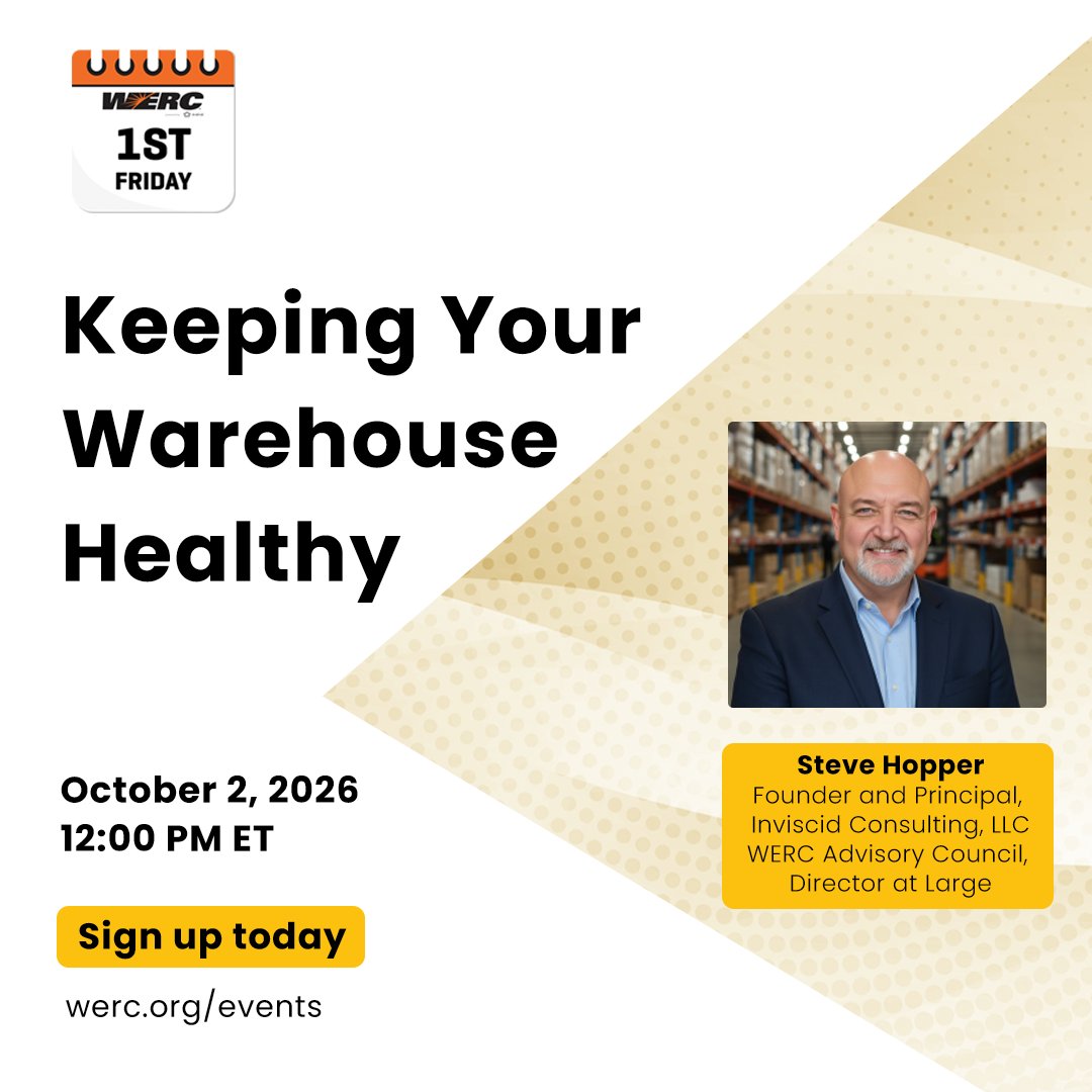 WERC's tweet photo. Is your warehouse healthy? Don't wait until time and money start slipping away. Steve Hopper of Inviscid Consulting, LLC is leading a 30-minute interactive Zoom on how to implement checkups before time slips away.

Free for members, $25 for non-members: https://t.co/3eRzPmwIMV https://t.co/v8wtCzq0AK