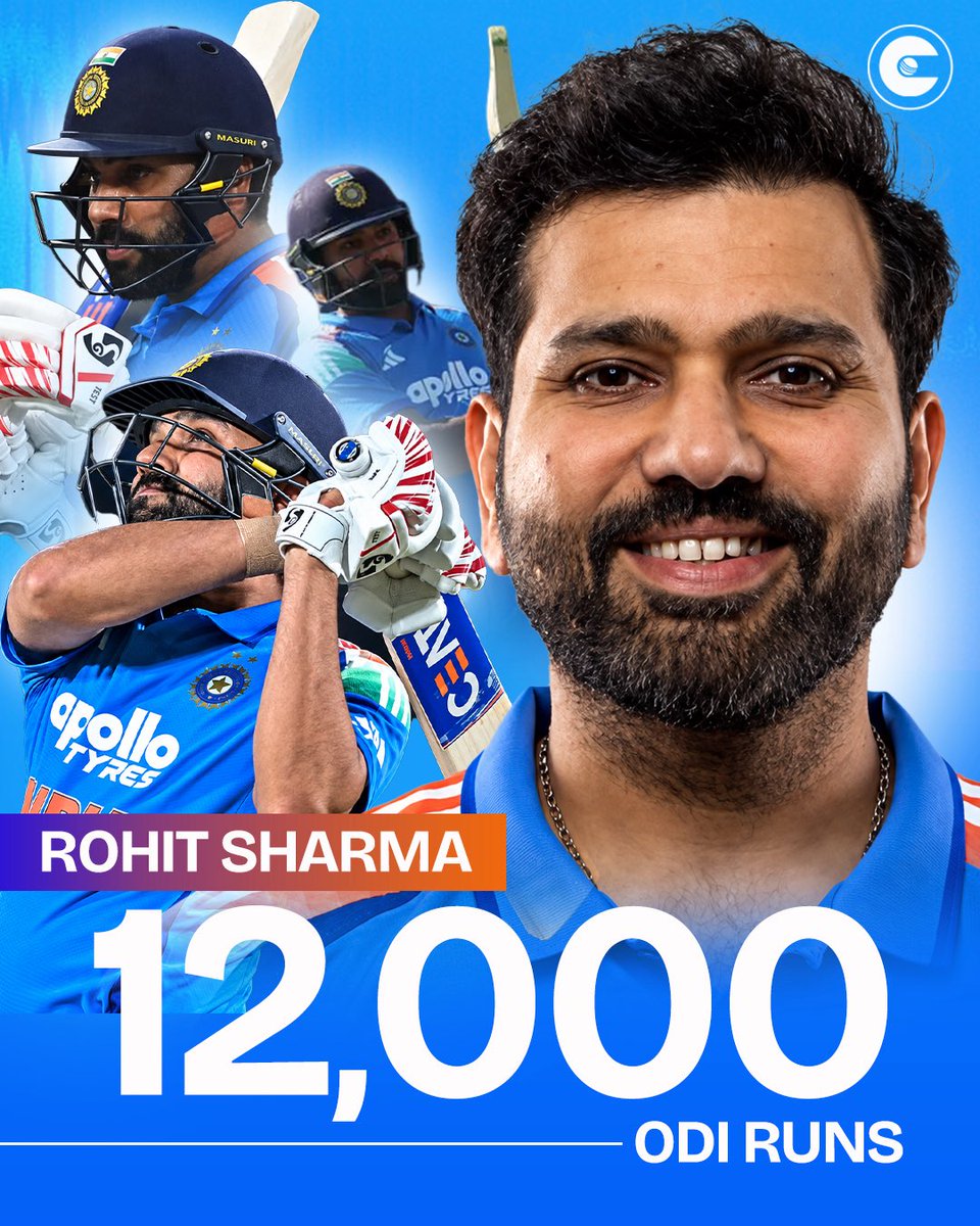 circleofcricket's tweet photo. Rohit Sharma becomes just the seventh player and the third Indian to join the club of batters with 1️⃣2️⃣0️⃣0️⃣0️⃣ runs in ODIs 💪

#TeamIndia #RohitSharma https://t.co/G2Cg1fsAY8