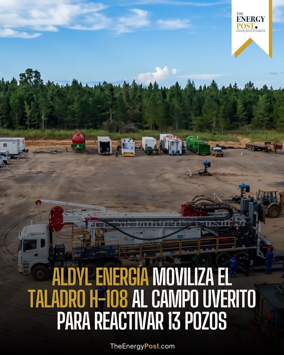 TheEnergyPost_'s tweet photo. 🇻🇪🇦🇷‼️ | LO ÚLTIMO — Aldyl Energía moviliza el taladro H-108 al Campo Uverito para reactivar 13 pozos petroleros en Venezuela: la compañía prevé iniciar operaciones en el pozo UV 208, inactivo desde 2014, buscando incorporar alrededor de 1.100 barriles diarios de crudo en 2026. El equipo automatizado se suma a su flota regional para acelerar la producción en activos maduros del país.