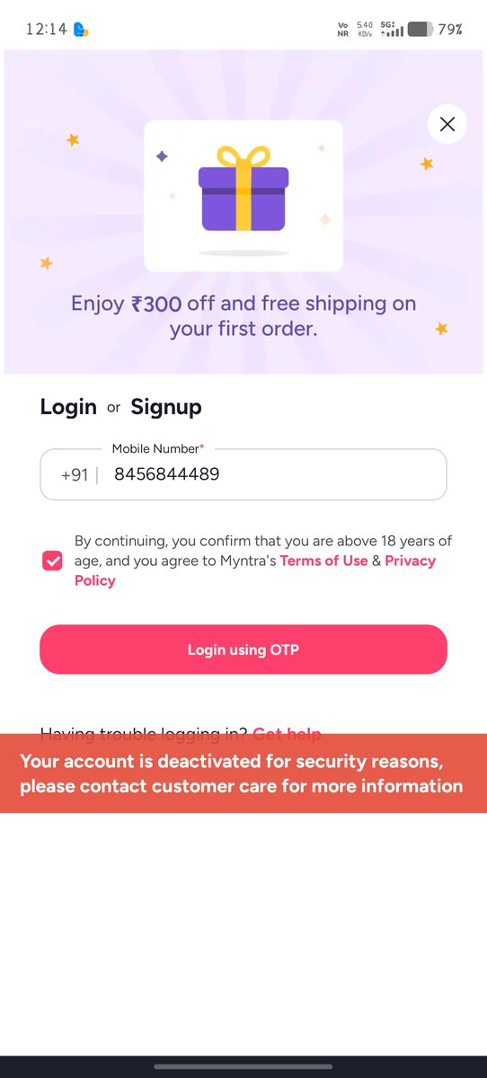 ISMARTASHO70281's tweet photo. @MyntraSupport 
Hi Myntra Support Team,
My Myntra account linked to mobile number +91 8456844489 has been deactivated with the message: "Your account is deactivated for security reasons, please
  
Registered Mobile Number: 8456844489
  ashokkumarntr553@gmail.com
ASHOK KUMAR https://t.co/Mb0ElZq8fP
