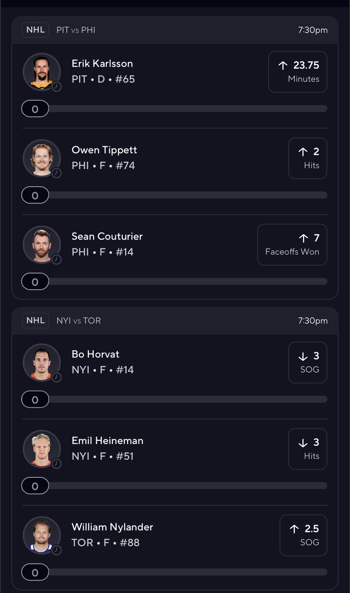 ShadowPicksHQ's tweet photo. $100 TO A RANDOM LIKE IF WE CASH ❤️

25x NHL OPENING WEEK STACK 💰

-Erik Karlsson O 23.75 TOI
-Owen Tippett O 2 Hits 🔒
-Sean Couturier O 7 Faceoffs Won
-Bo Horvat U 3 SOG
-Emil Heineman U 3 Hits
-William Nylander O 2.5 SOG 🔥

TAP ❤️ FOR MORE STACKS https://t.co/x7oQTNtF22