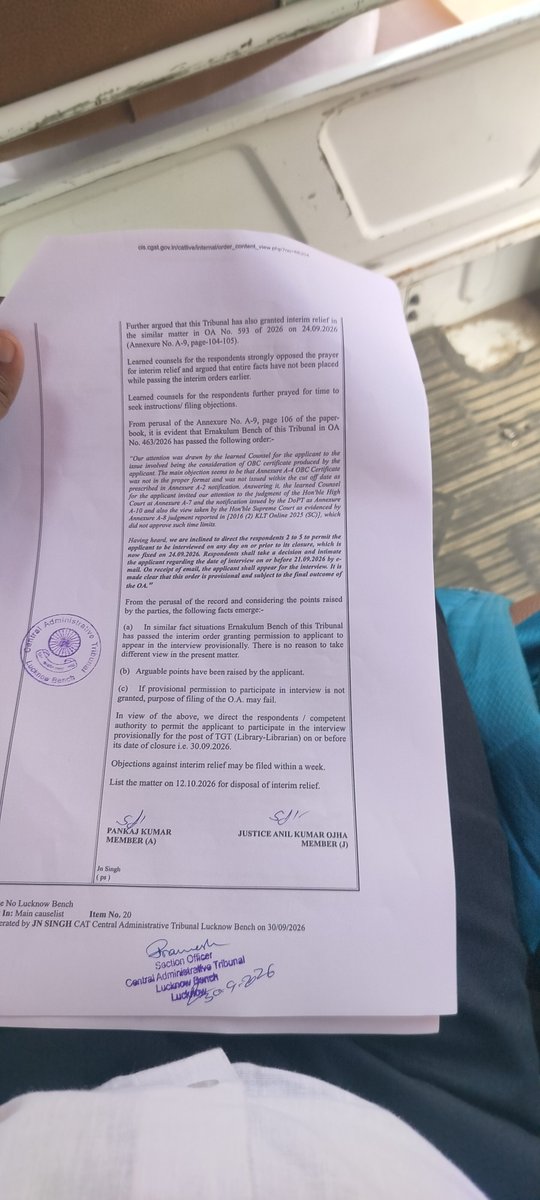Jaiprakash36374's tweet photo. Can a Kendriya Vidyalaya Principal require prior permission from KVS authorities before implementing a binding order of the Central Administrative Tribunal (CAT)? https://t.co/zPwunEvDLR
