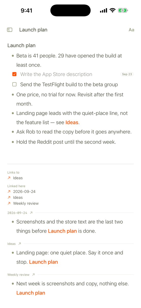 vasfrolik's tweet photo. Remlo doesn’t ask where a thought belongs before you write it down.

There are no folders to choose first. Checkboxes become tasks, routines become habits, and links build the graph while you write. https://t.co/NS8U7JCrlw