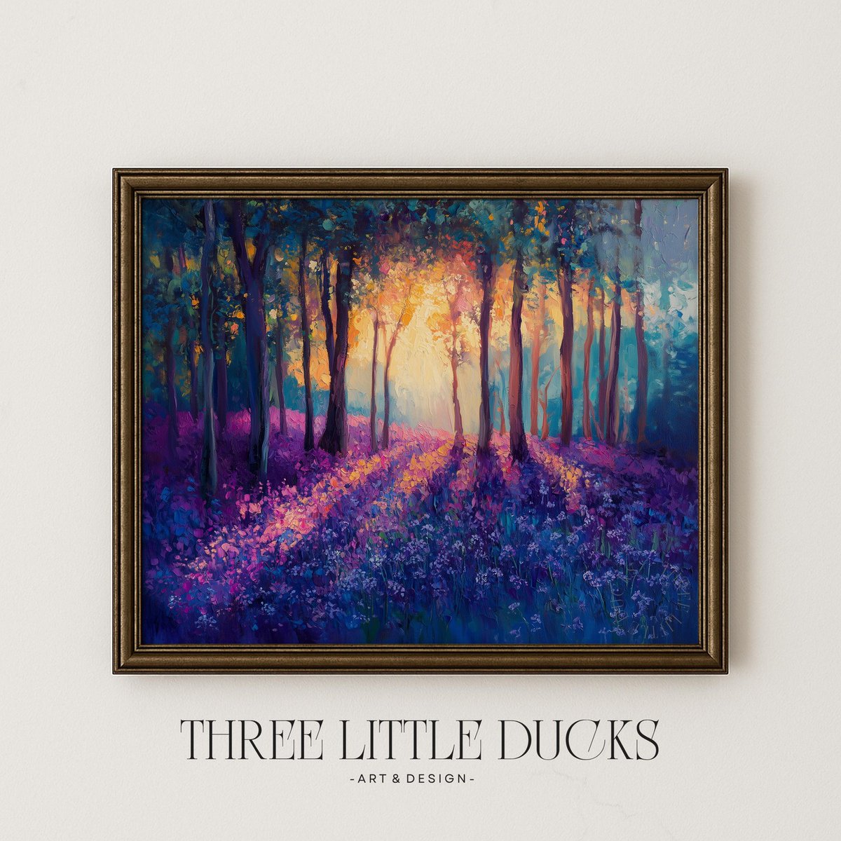 KellyGilmodk's tweet photo. Dreaming of a tranquil escape at home? The Bluebell Forest Sunrise Print brings nature’s serenity indoors with vintage cottagecore charm. Perfect for living rooms or cozy nooks, it transforms your space into a peaceful retreat. https://t.co/MTmIBf1hAC