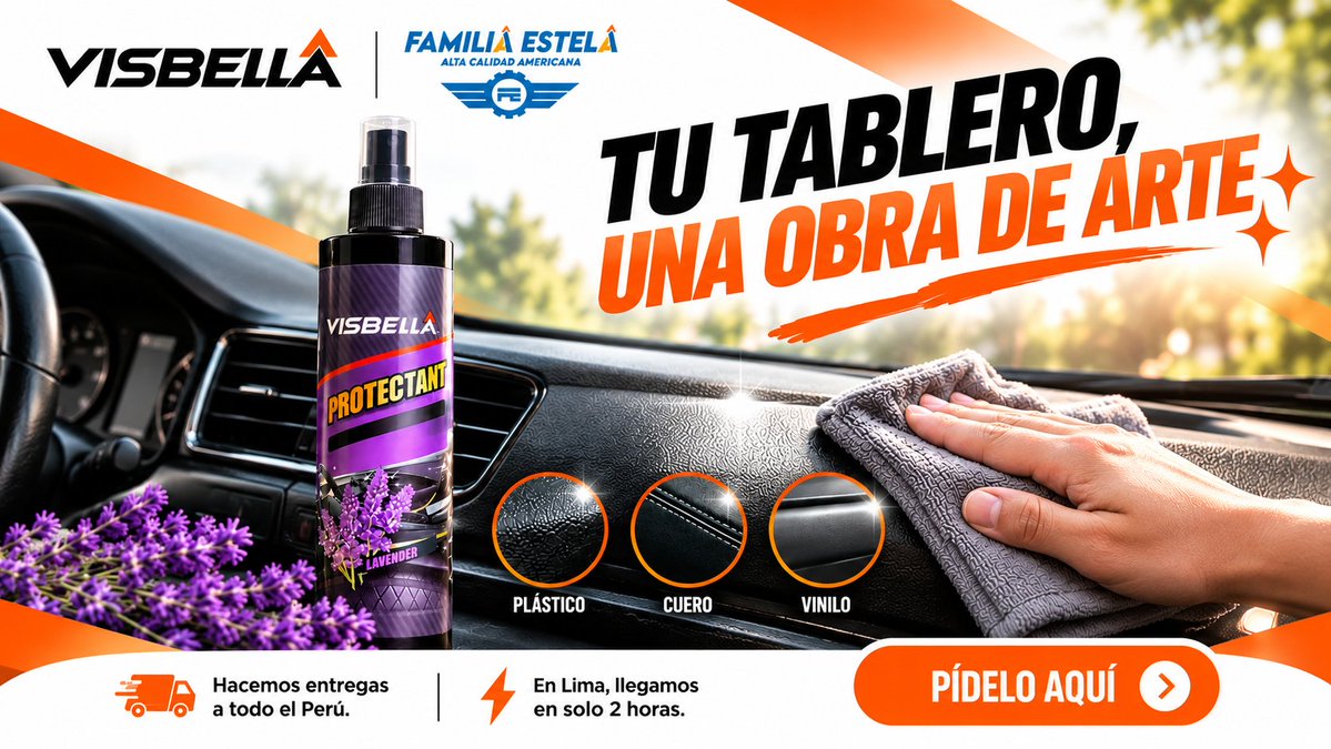 visbelladefe's tweet photo. ✨ De RM ART EXHIBITION / RMxSFMOMA a tu nave: convierte tu tablero en una obra de arte. 🖼️🚘 VISBELLA Protectant Lavanda: brillo + aroma fresco. 💜 🚚 Envíos a todo Perú. ⚡ Lima: 2 h. #RMARTEXHIBITION #VISBELLA #DetailingPeru https://t.co/kHds22JZba