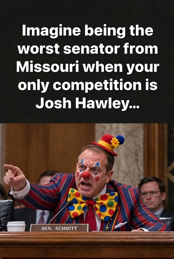 stephenmor48154's tweet photo. .....notwithstanding Schmitt's shitshow after his performance yesterday Josh Hawley was probably looking for Lindsey Graham's closet to hide in https://t.co/NeamjKBs9G