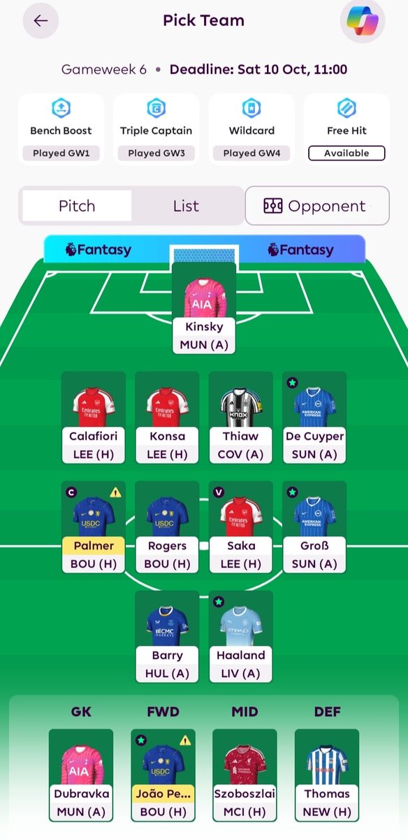 ChiroRanks's tweet photo. @TheFPLStudy This is how the team's looking at the moment, it will probably change towards the IB all depending on Joao Pedro's availability and the Man city situation. https://t.co/wxhW3FFKd3