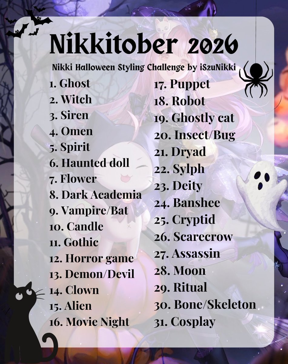 iS2uNikki's tweet photo. hi #nikkitwt i made a styling challenge for october π as long as u are a #lovenikki, #shiningnikki, and/or an #infinitynikki player, u can join! u can also make stylings in all 3 if u play them all π
tag will be #nikkitober2026 and will start on Oct. 1 (tomorrow) π«Ά https://t.co/4X53mV8qm8