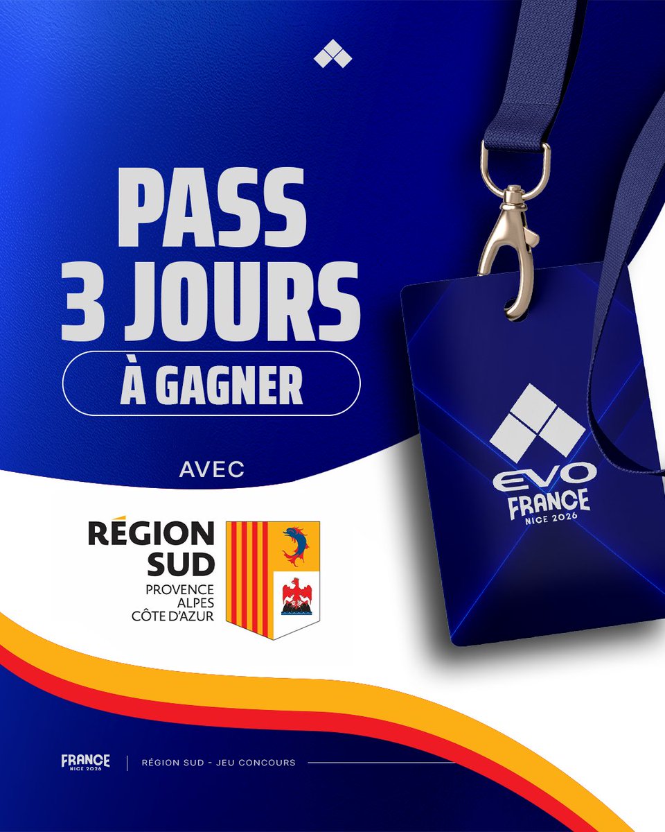 Evo_France's tweet photo. Evo France et @MaRegionSud, toujours partenaires pour cette nouvelle édition 2026 à Nice !

Pour l’occasion, on vous fait gagner 3×2 places pour assister à l’événement. 

Pour tenter votre chance :
✅ Likez ce post
✅ RT
✅ Suivez @maregionsud et @Evo_France
✅ Et taguez votre +1 en commentaire

TAS le 05/10/2026