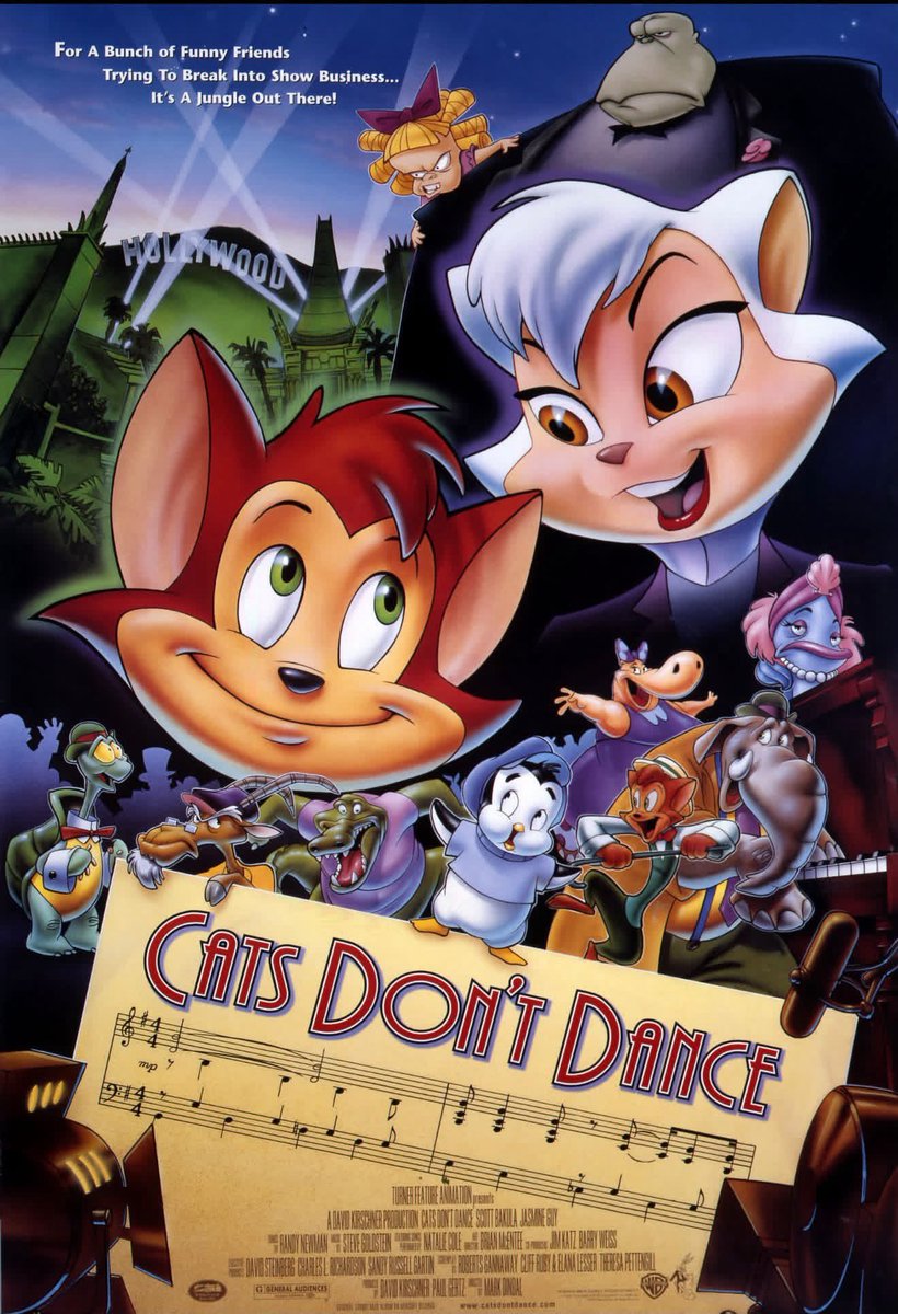 Traditional2D's tweet photo. Cats Don’t Dance is such a great film. John Alvin illustrated the theatrical poster you see first, and here is some of his additional comps. https://t.co/3MiCno5PQv