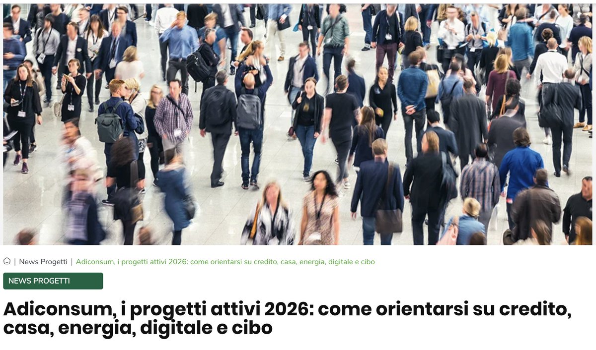 adiconsum's tweet photo. Tanti sono i progetti attivi di Adiconsum in corso: come orientarsi su credito, sovraindebitamento, casa, energia, trasporti, digitale e cibo!

Non sono iniziative isolate: sono il modo concreto con cui l’associazione tutela, informa, forma e rappresenta i cittadini.

Ogni anno Adiconsum sviluppa e attiva nuovi progetti per raggiungere e aiutare un numero sempre maggiore di consumatori, aggiornando strumenti e priorità rispetto ai bisogni reali delle famiglie.

Dentro ogni progetto convivono assistenza, formazione, webinar, campagne, sportelli, indagini e confronto con istituzioni e imprese.

Scopri tutti i progetti riassunti qui per tematica👇
https://t.co/NRWa1oDs7K