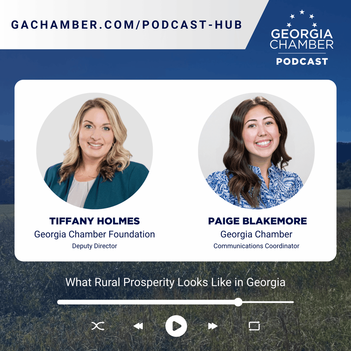 GAChamber's tweet photo. Today is the Georgia Chamber’s State of Rural Prosperity event! As we continue these conversations, tune in to the latest episode of the Georgia Chamber Podcast featuring Tiffany Holmes, Deputy Director of the Georgia Chamber Foundation.🌾

Tiffany discusses the work of the Center for Rural Prosperity, the role of local chambers, and how communities across Georgia are building a more prosperous future.

🎧 Listen here: https://t.co/lJclJW1KjA

#StateofRuralProsperity26
