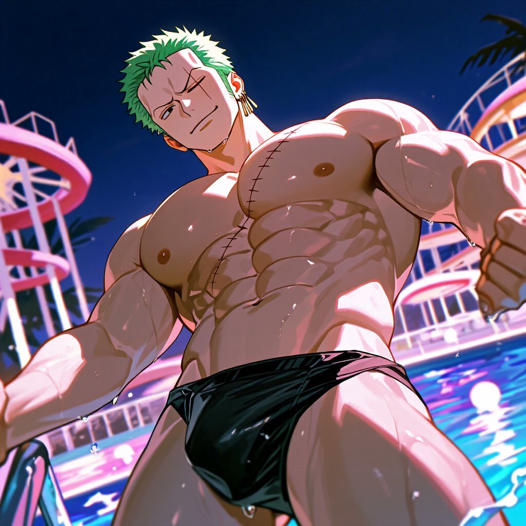 YamazakiSosukeA's tweet photo. Zoro - water park II ⛲️ | Night Pt.10       

#AIart #Bara #RoronoaZoro #Zoro #索隆 #OnePiece https://t.co/5tFRmPl3ga