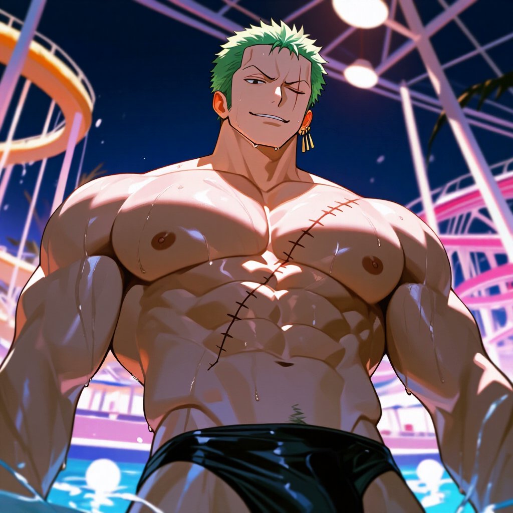 YamazakiSosukeA's tweet photo. Zoro - water park II ⛲️ | Night Pt.10       

#AIart #Bara #RoronoaZoro #Zoro #索隆 #OnePiece https://t.co/5tFRmPl3ga