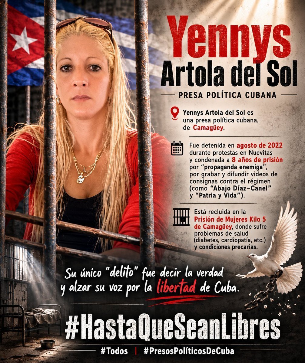 PresosCuba's tweet photo. ¡BASTA DE CÁRCELES POLÍTICAS!

Mientras el régimen de Castro sigue encarcelando a quienes piensan diferente, nosotros no callamos.

Exigimos la libertad inmediata de todos los #PresosDeCastro.

#Twittazo #EnCubaHayUnaDictadura https://t.co/XhkAPignS4