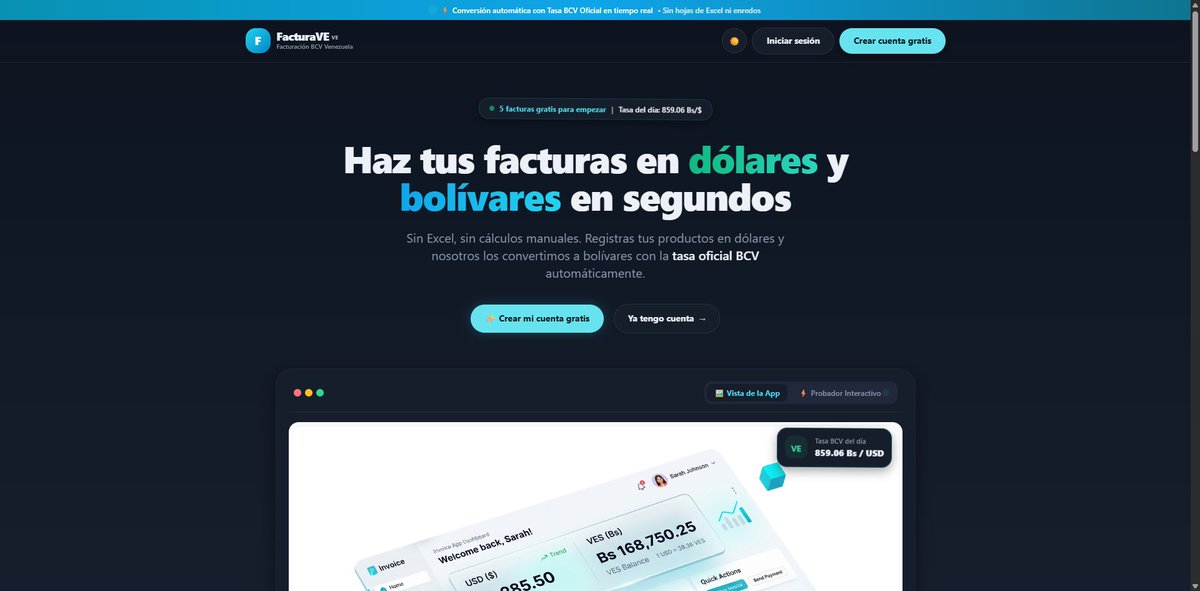 LuisDGonzalezD1's tweet photo. ¿Llevar cuentas en dólares y calcular la tasa BCV manual te quita demasiado tiempo?
📉Con FacturaVE automatiza tus facturas y el control de cuentas por cobrar al tipo de cambio oficial del BCV al instante.
#Emprendedores #Facturacion #Venezuela https://t.co/mN0J2rwLPV