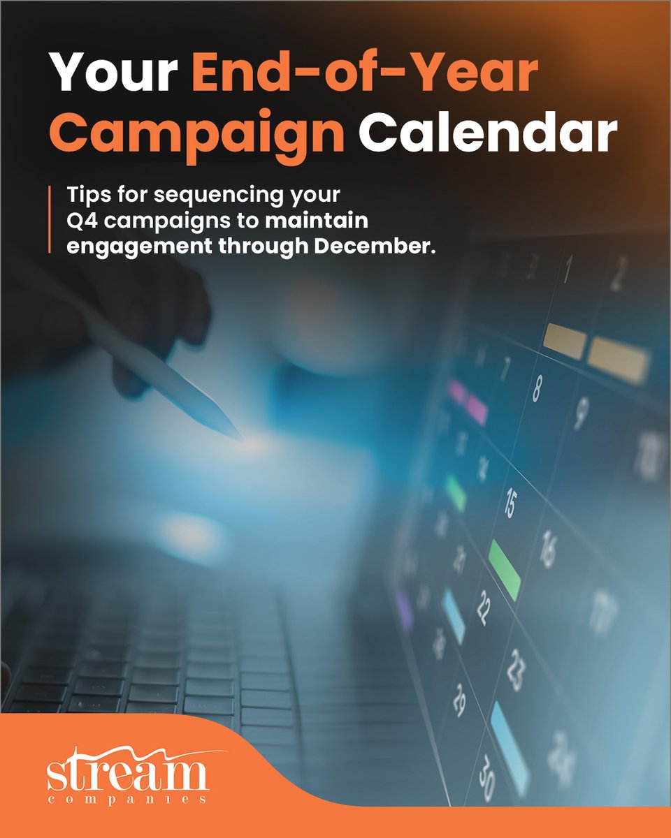 StreamCompanies's tweet photo. Q4 moves fast. Is your marketing ready?

Plan ahead for Black Friday, Cyber Monday, and year-end opportunities with a campaign calendar built to keep your audience engaged all season long.

Read the blog to build a stronger Q4 campaign calendar: https://t.co/fSZUevXkRK https://t.co/PSInfYc4Y1