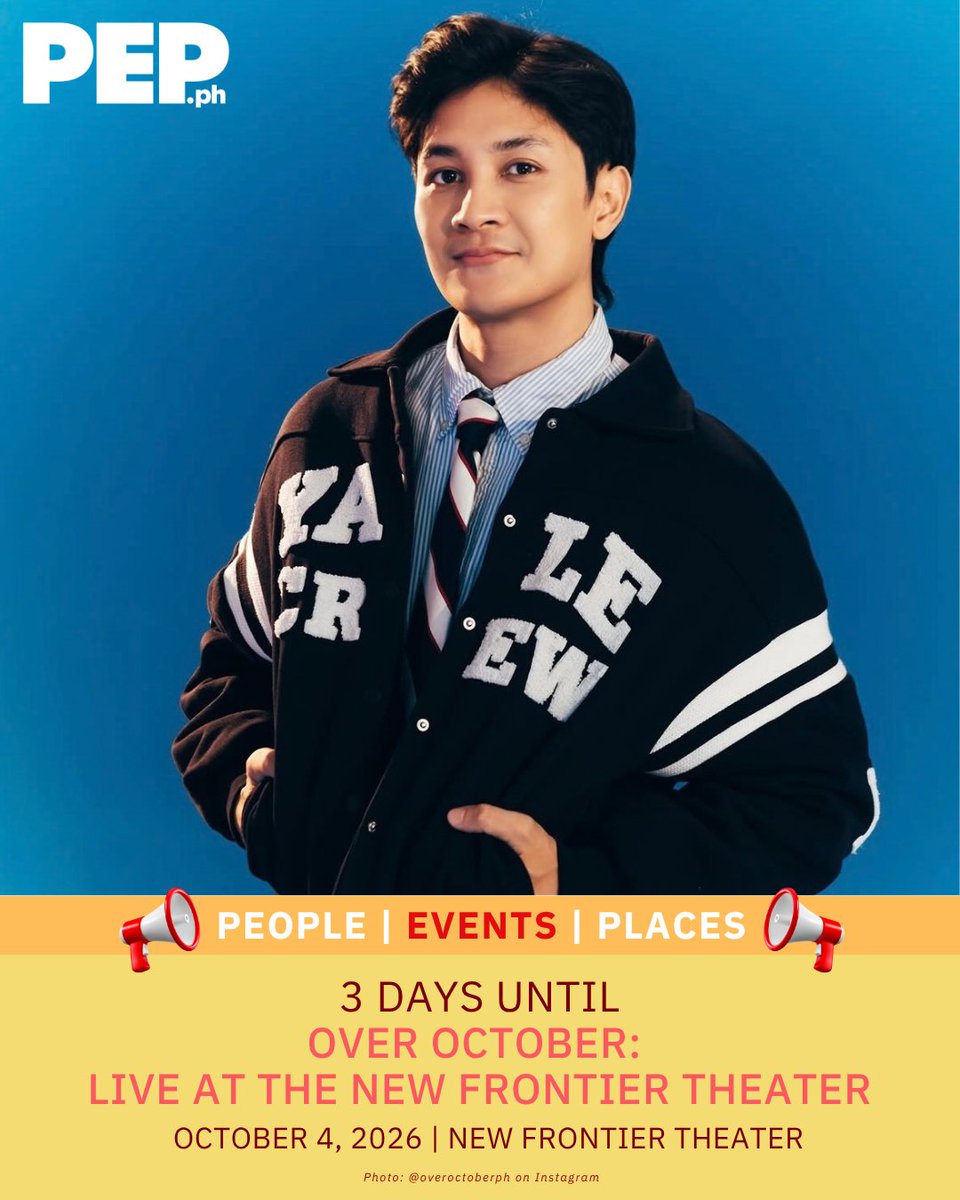 PEPalerts's tweet photo. 3 DAYS TO GO! ✨
Get ready for an emotional night as Over October brings their heart-rending music to the New Frontier Theater on October 4, 2026.
Mark your calendars and get ready to sing along with Over October! 🎸
#OverOctoberLive #PEPConcerts #PEPSocial #PEPAly https://t.co/h3uG8ajBrM