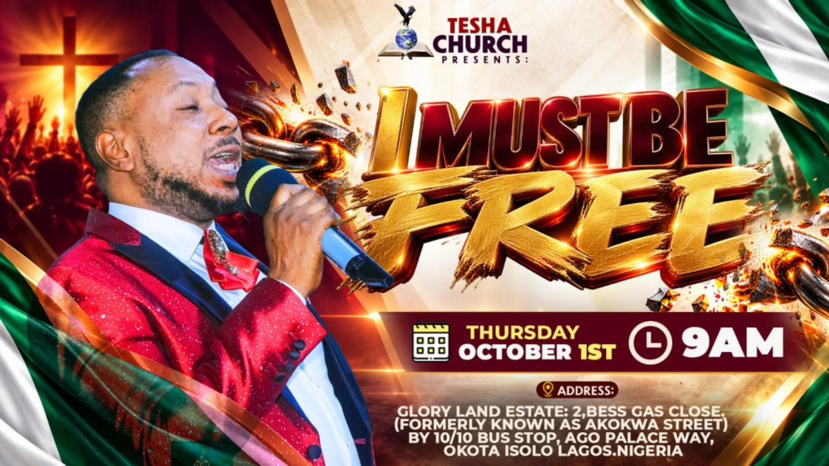 teshaministry's tweet photo. 📷 YOUR BREAKTHROUGH CANNOT BE DELAYED! 📷
Whatever has kept you bound, trapped, or held back ends tomorrow morning! Join us for the I MUST BE FREE service as God breaks every chain and releases total deliverance into your life.
📷 Tomorrow, Thursday
📷 9:00 AM WAT https://t.co/qY1z3TXyYi