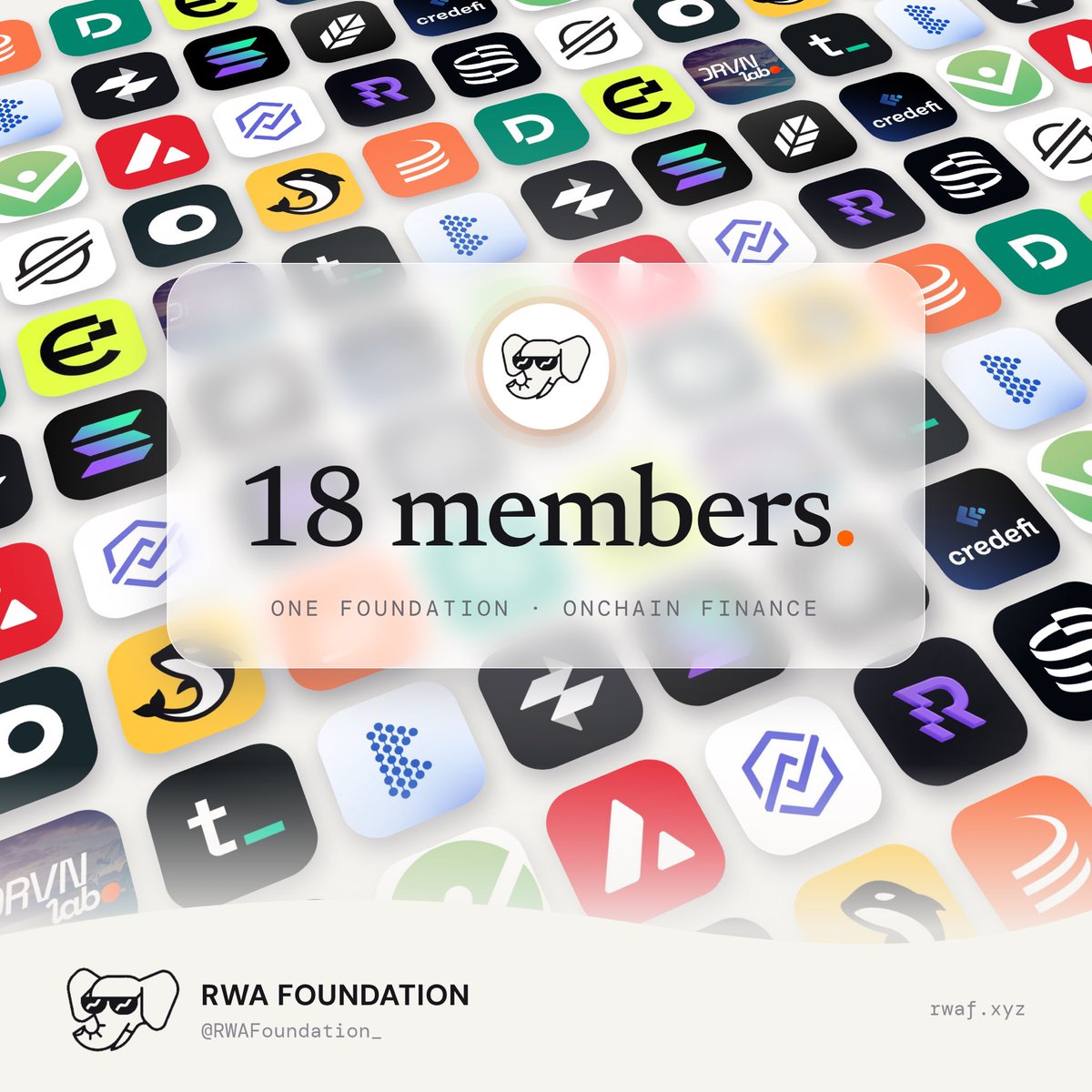 RWAFoundation_'s tweet photo. 18 members. One foundation 🐘

@Securitize @solana @maplefinance @avax @tokenterminal @StellarOrg @plumenetwork @DinariGlobal @PreStocks @Brickken @onrefinance @CredefiOfficial @Etherfuse @RealFinOfficial @IxsFinance @orca_so @Accreditoken @DRVNlabo

A big thanks to all the teams for supporting our mission. 🐘