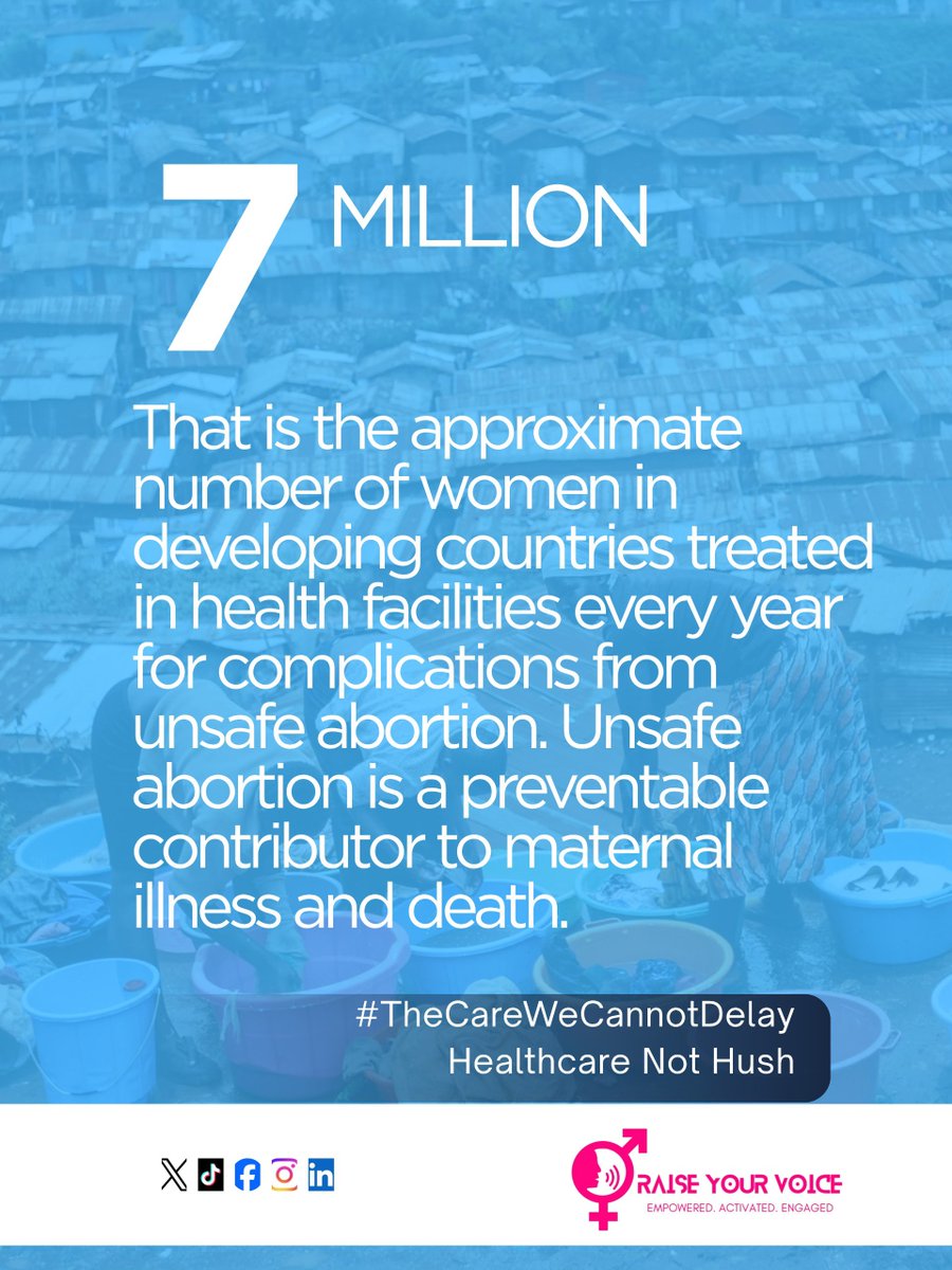black_bird_KE's tweet photo. @RaiseYourV_oice About 792,694 induced abortions were estimated in Kenya in 2023. These numbers show why safe abortion must remain a healthcare conversation. #TheCareWeCannotDelay
Healthcare Not Hush. @RaiseYourV_oice https://t.co/b4WcrvdcQs