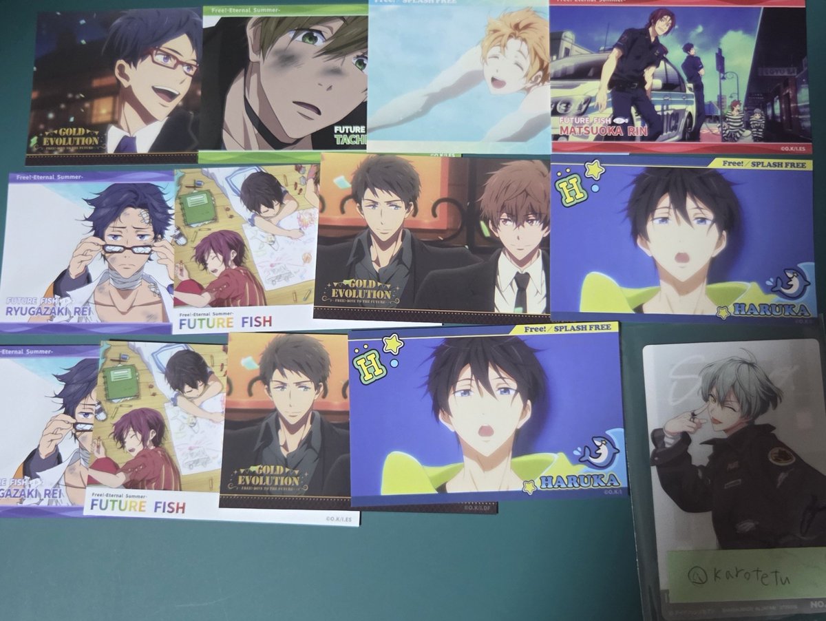 karotetu's tweet photo. 【交換】Free! ブロマイドコレクション　Ending Scene

譲⇒画像1～3

求⇒画像4 

コンプ目的のため、4枚纏めて交換していただける方のみ。
都内手渡し可能です。 https://t.co/6pRIQdHlrO