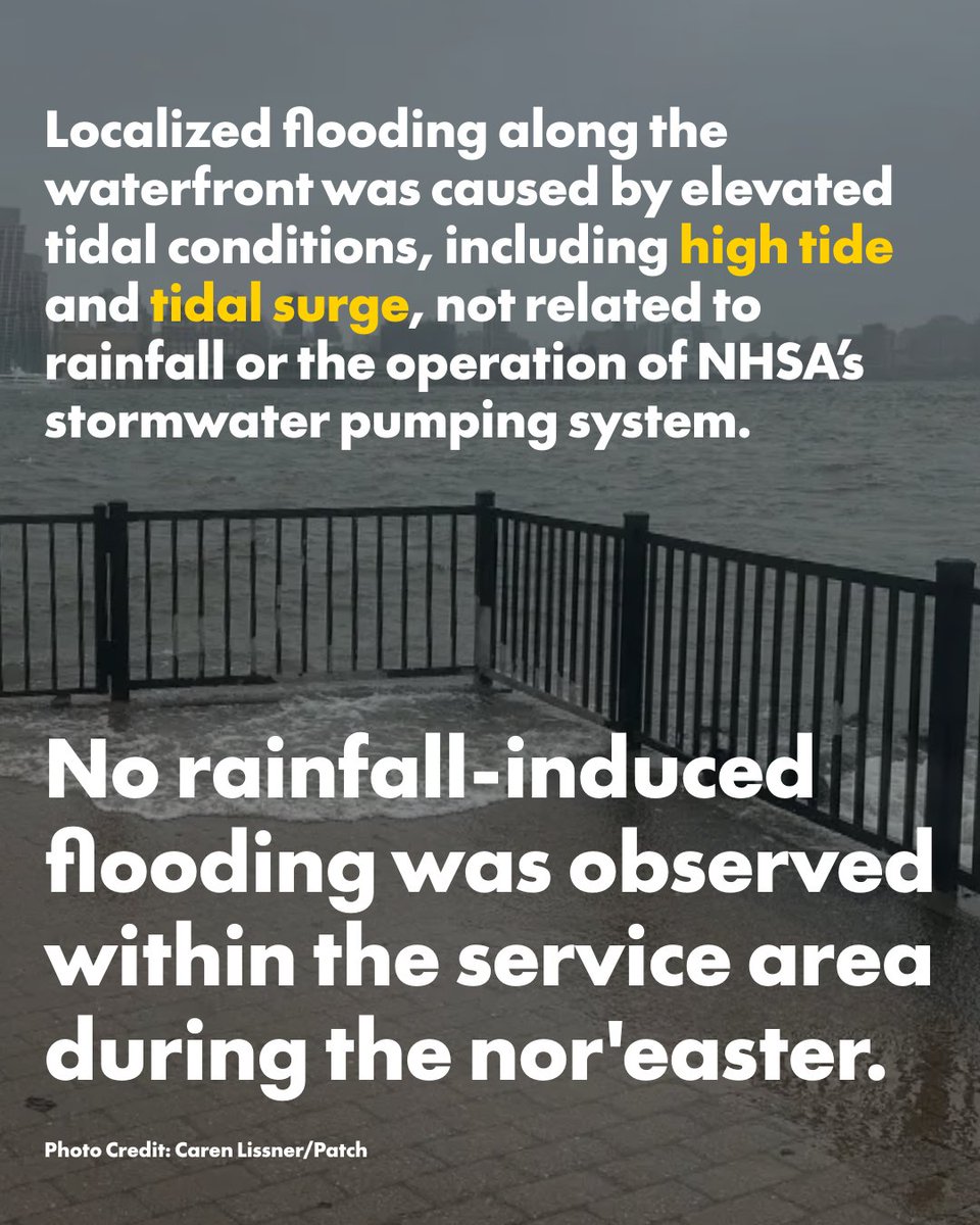 nhudsonsa's tweet photo. Last weekend’s Nor’easter brought heavy rain to Hoboken, Union City, Weehawken, and West New York. Here is how our system responded.

Full recap at the link in our bio.

#Noreaster #FloodResiliency #StormwaterManagement #NHSA https://t.co/7opsYgYFkl