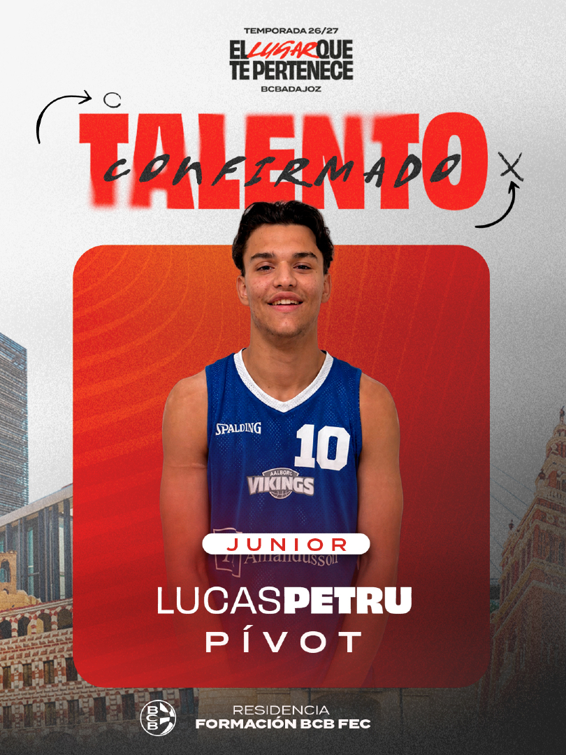 BCBBadajoz's tweet photo. 🚀𝗧𝗮𝗹𝗲𝗻𝘁𝗼 𝗖𝗼𝗻𝗳𝗶𝗿𝗺𝗮𝗱𝗼 | Lucas Petru

Pívot rumano junior de 1,96m y procedente del Aalborg Vikings.

Jugador atlético con gran rebote y visión de juego.

Impulsado por @fecsfc 

#ElLugarQueTePertenece #TalentoBCB https://t.co/DCRVUqKWtt