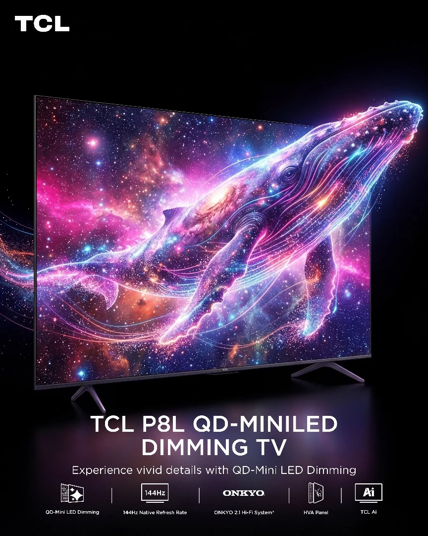 RogersApplUG's tweet photo. New arrival
TCL 85" P8L QD Mini-LED Dimming Google Smart TV (2026 Model) - UGX 4,400,000/=

• 4K OD-Mini LED + OLED
• 144Hz | Dolby Vision
• Google TV + Voice Control
• ONKYO 2.1 Hi-Fi Sound
• Dolby Atmos

📍Kooki Towers 
🚚 Same-Day Delivery 
☎️ 0759679038
#AuthenticGadgets https://t.co/gqbRrw1jxA
