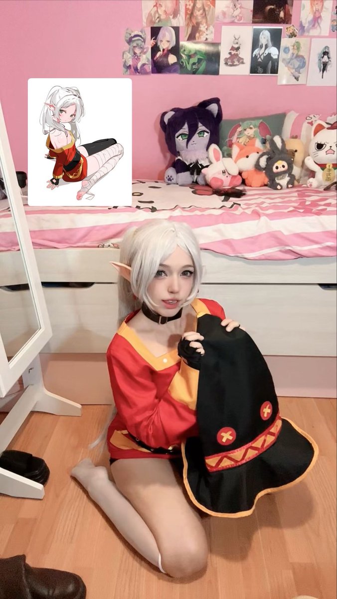 DinoPotatox's tweet photo. What happends if we mix #megumin x #frieren #cosplayㅤㅤㅤㅤㅤ https://t.co/51vTtjmFqg