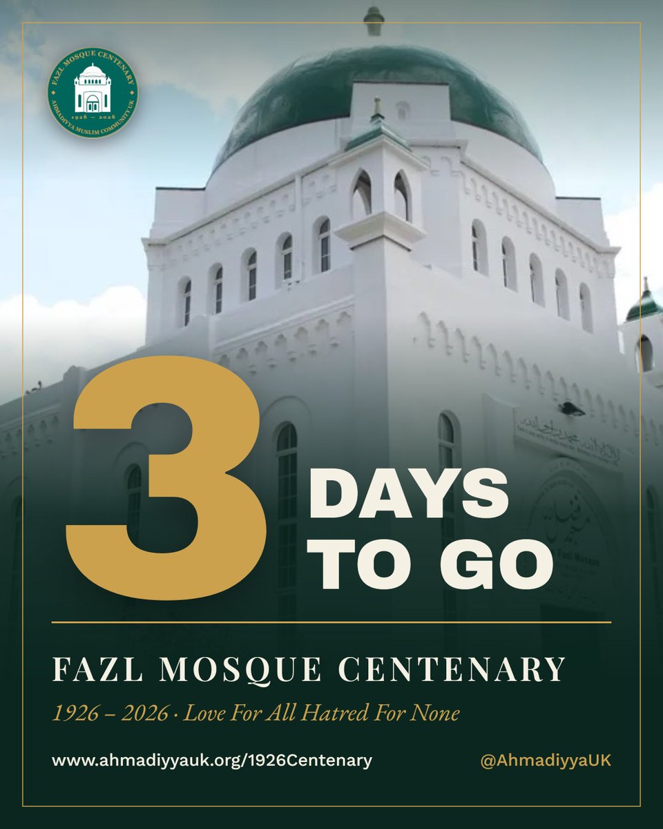 AhmadiyyaUK's tweet photo. The wait is almost over. In just 3 days, we mark exactly one century since the opening of London's first purpose-built mosque in 1926. A milestone of faith and service to mankind. #LondonsfirstMosque #FazlMosque #AhmadiyyaMuslims https://t.co/B4YsNW7YwU