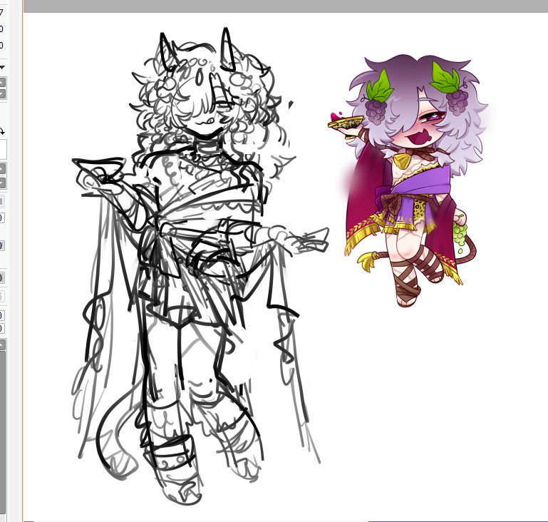 StarmyBunny's tweet photo. Dionysus' default outfit is him wearing curtains he drunkenly pulled from his room + leopard pelt

but I've never thought about what he would actually wear normally... https://t.co/PK03S5ssqp