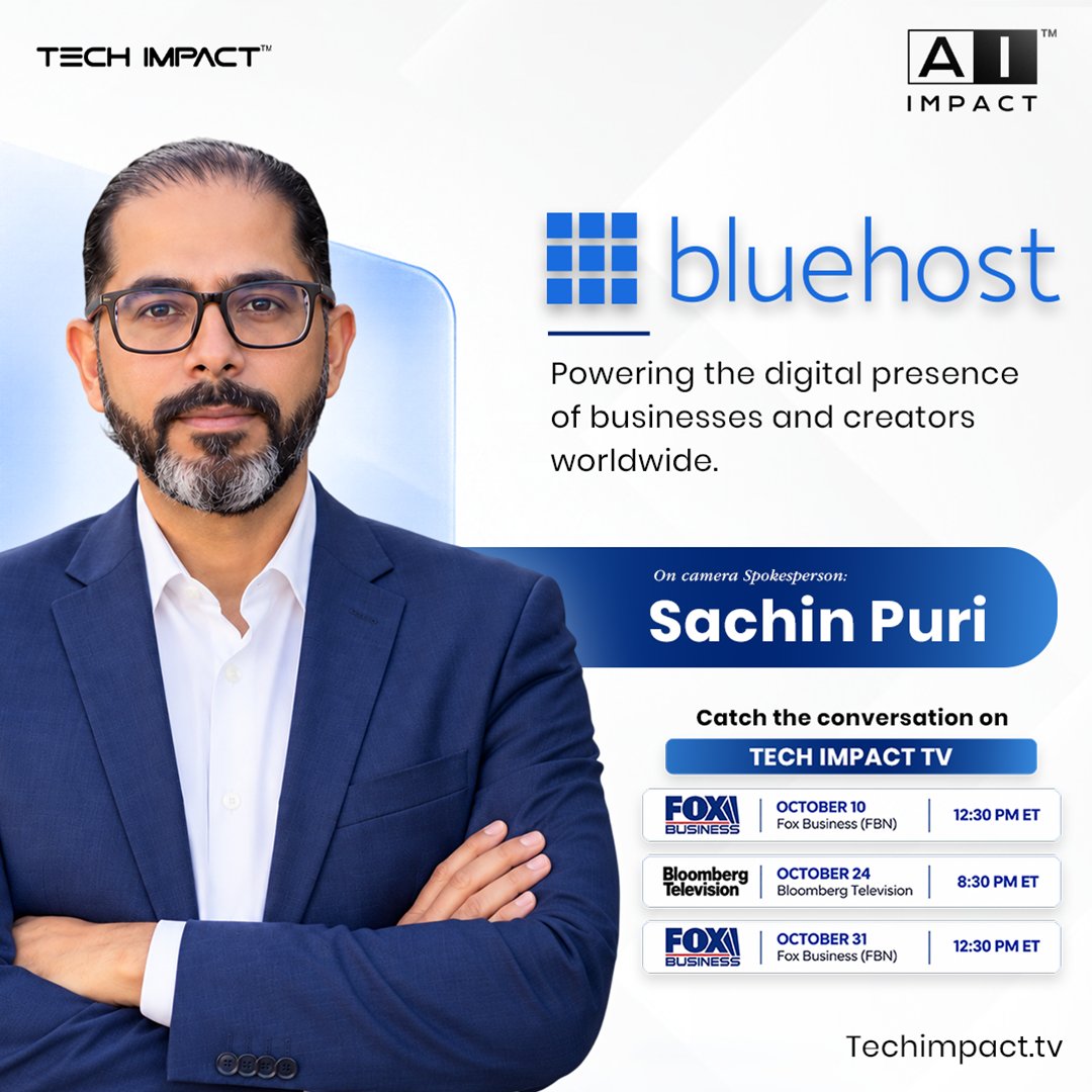 TechImpactTV's tweet photo. @bluehost joins Tech Impact TV for a conversation on powering businesses and creators in today’s digital world.

🎙️ Sachin Puri
🎤 Hosted by @EvanKirstel

📺 Watch on:
Oct 10 — @FoxBusiness | 12:30 PM ET
Oct 24 — @BloombergTV | 8:30 PM ET
Oct 31 — @FoxBusiness | 12:30 PM ET

🌐 https://t.co/hWYktAasQ9

#TechImpactTV #Bluehost #EvanKirstel #Technology #DigitalBusiness