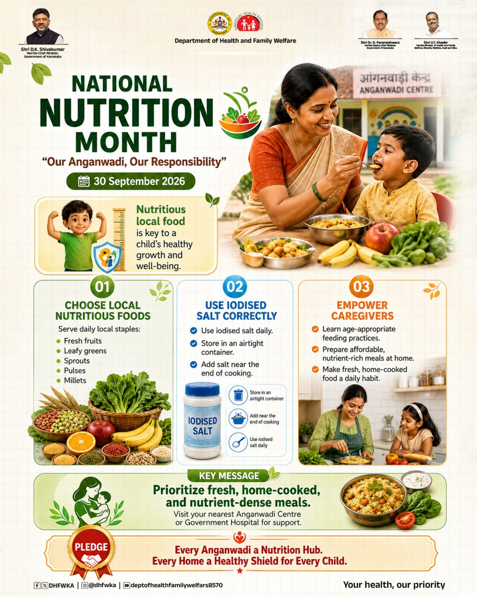 DHFWKA's tweet photo. "For a healthier tomorrow, start a nutritious lifestyle today."

@CMofKarnataka @DrParameshwara @utkhader @KarnatakaVarthe https://t.co/skdy0BKBui