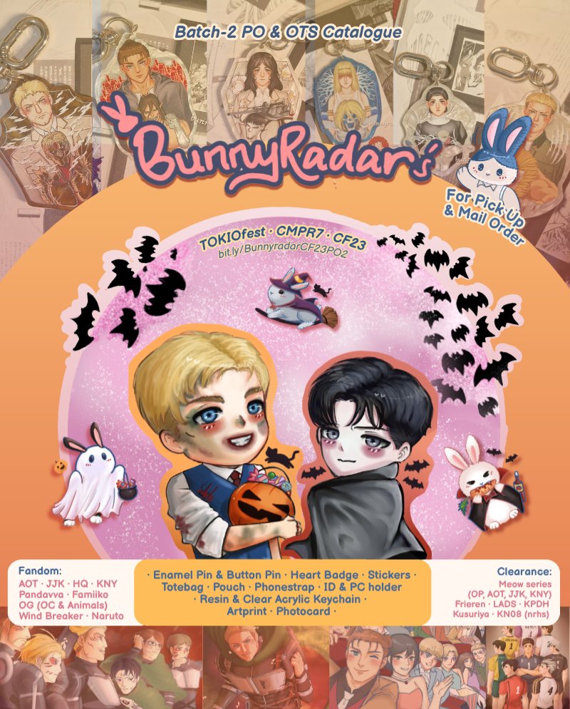 chubbyneoguri's tweet photo. 🔁💙 appreciated
#CF23 PO Batch #2 &amp; OTS catalogue✨

🗓 pick up until oct 4th
✅ mail order until 16th oct

🐰 aot (+eruri) • jjk • kny • hq (+ushioi) • pandavva • kyousato • og animals • naruto • wind breaker
🐰 CLEARANCE: Lads, kpdh etc

(1/9) #cf23catalogue https://t.co/n5QfEPWHAe