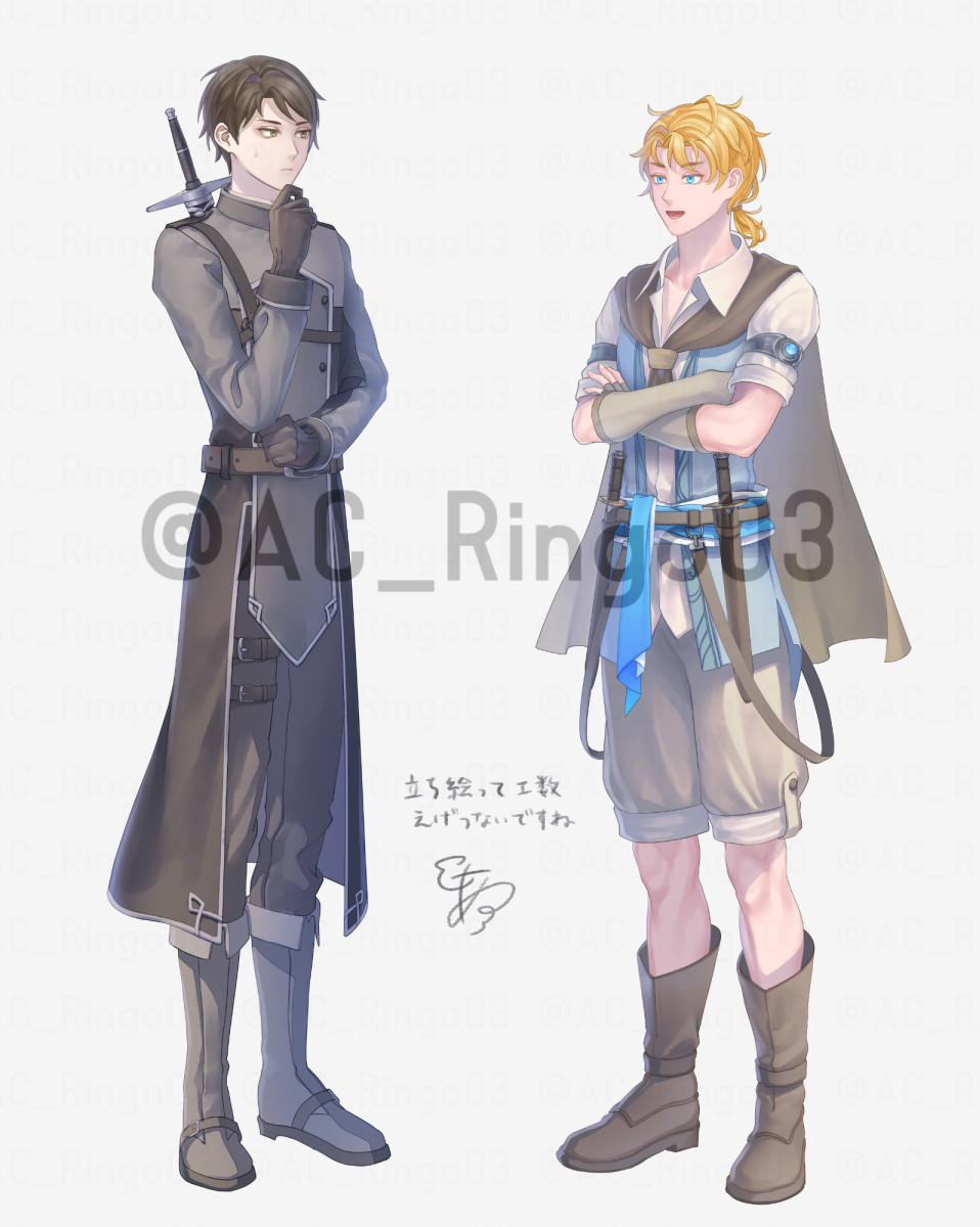AC_Ringo03's tweet photo. #今月描いた絵を晒そうㅤ 
一つ一つに時間をかけすぎて枚数をこなせませんでした…
立ち絵（表情・腕の差分あり）がなかなか大変！これを全キャラ分やるのか！？ https://t.co/Mr642ZlY6u