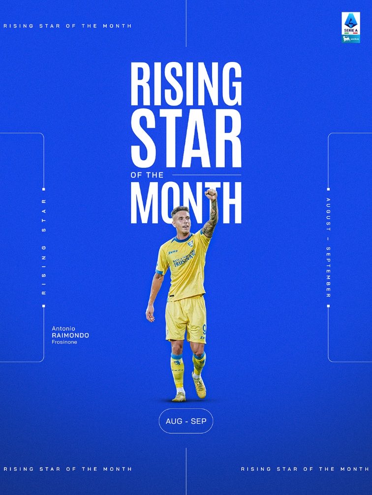 SerieA's tweet photo. Raimondo vince il premio di Rising Star of The Month! 🌟 https://t.co/DCWLB9TC0I