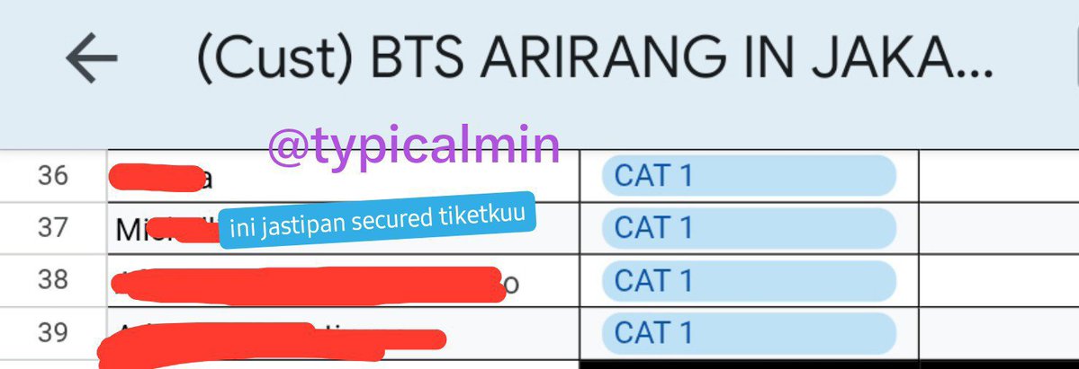 typicalmin's tweet photo. aku nitipin half of heart disinii (mellow) soalnya the other half lagi figuring out am I still living the right way lol

ANYWAYS! pls do check this thread sedih ala-ala tapi intinya i wanna #wts my BTS Arirang in JKT, DAY1/CAT1 (💰3.9mio ❗️negotiable❗️)

dm aku yaa indomy~ 💜 https://t.co/0no6VX6Ipx