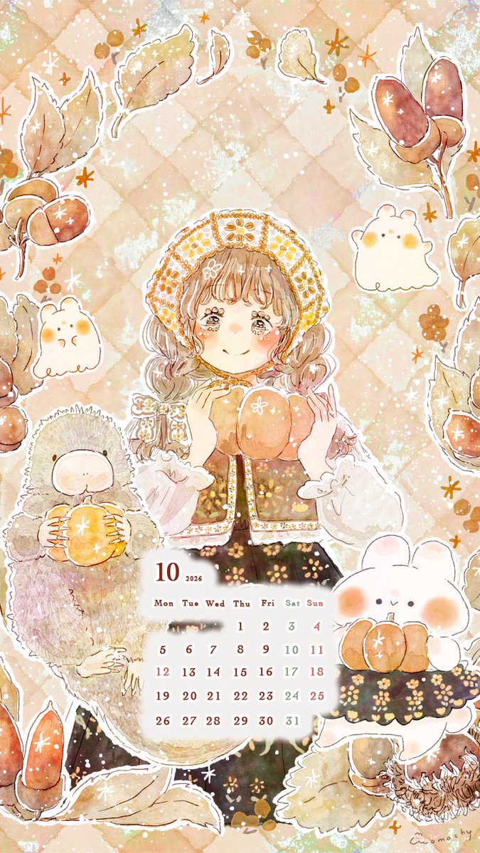 momochy_'s tweet photo. 🎃10月を楽しく過ごせるカレンダー🎃

動物イラストではちょっぴりレアかもしれないオマキヤマアラシと、どんぐりを描きました🍂
アイコンとフリーヘッダーもございます.*

素敵な秋をお過ごしください𓂃✧ https://t.co/8TPg0ZydnO