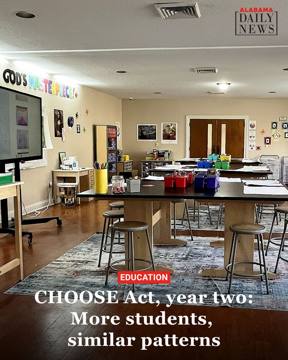 ALDailyNews's tweet photo. Alabama’s CHOOSE Act program is much larger in its second year, with nearly 49,000 students applying for education savings accounts and more than 31,000 already using them - but the makeup of the program has changed less than its size. 
#Alabama #ALPolitics https://t.co/YPs4rTwjYv