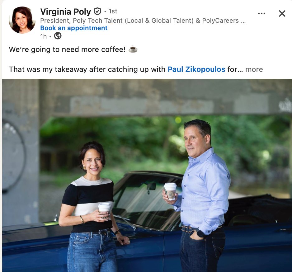 BigData_paulz's tweet photo. I don't drink coffee. Never had a sip. But when Virgina from @PolyTechTalent asked me to talk #AI I was in. After 4 cups, Virginia decided we need to cut it short and ask you folks want you want to deep dive on. 

Give it a read and let us know!

https://t.co/ePq28GD77m https://t.co/Tdwc3lnfn7