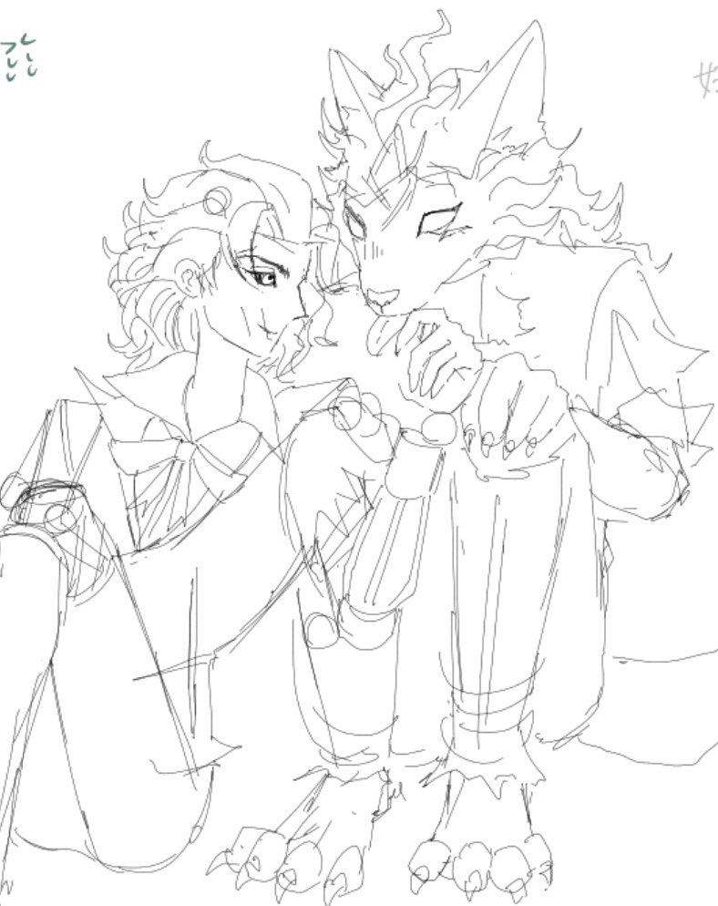 kmblmgmg's tweet photo. 絵チャ参加させてもらた✨
ふぃんせんせと🐺🎱 https://t.co/11dKXrZdwe