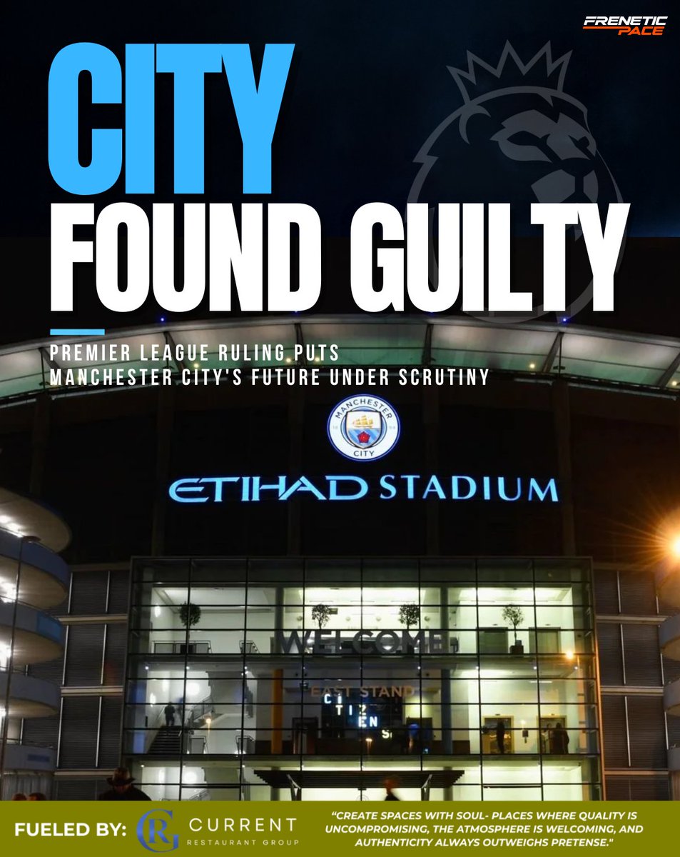 FreneticSoccer's tweet photo. Tras una larga investigación, la Comisión ha declarado culpable al Manchester City de graves infracciones. El club mantiene su inocencia y ha confirmado que apelará la decisión.

¡Enlace en los comentarios! 👇

#ManCity #PremierLeague #Fútbol #ComunicadoPL #FreneticPaceSports https://t.co/vZ0X6eChtT